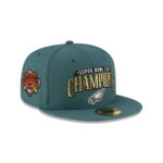 Philadelphia Eagles Super Bowl LIX Champions Wordmark Side Patch Fitted Hat in Midnight Green