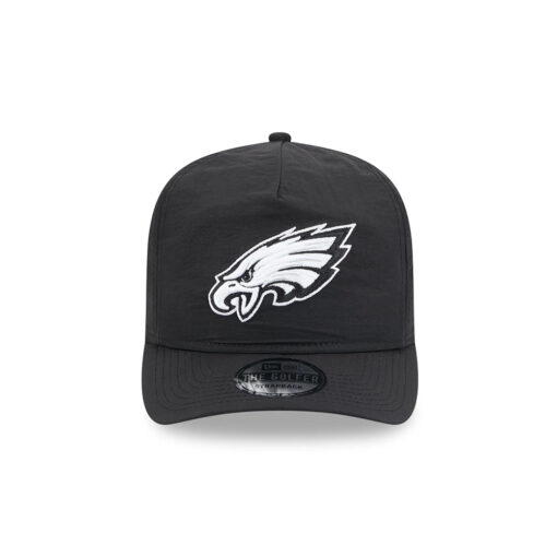 Philadelphia Eagles White Eagle Head Side Patch Golfer Snapback Hat in Black Philadelphia Eagles White Eagle Head Side Patch Golfer Snapback Hat in Black