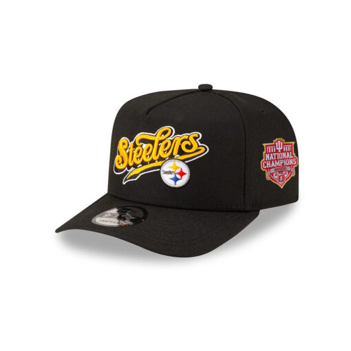 Pittsburgh Steelers Born x Raised Script A-Frame Snapback Hat in Black