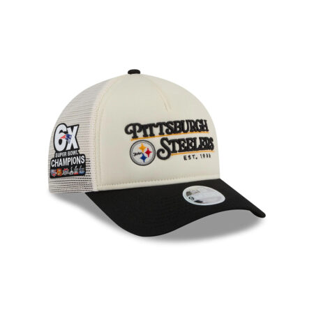 Pittsburgh Steelers Retro Chrome Women’s A-Frame Trucker Hat in White