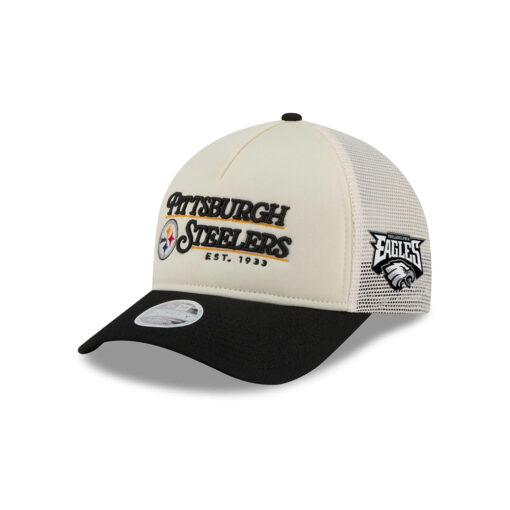 Pittsburgh Steelers Retro Chrome Women’s A-Frame Trucker Hat in White