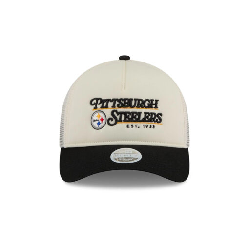 Pittsburgh Steelers Retro Chrome Women’s A-Frame Trucker Hat in White