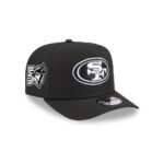 San Francisco 49ers Black and White SF Oval Side Patch A-Frame Snapback Hat in Black