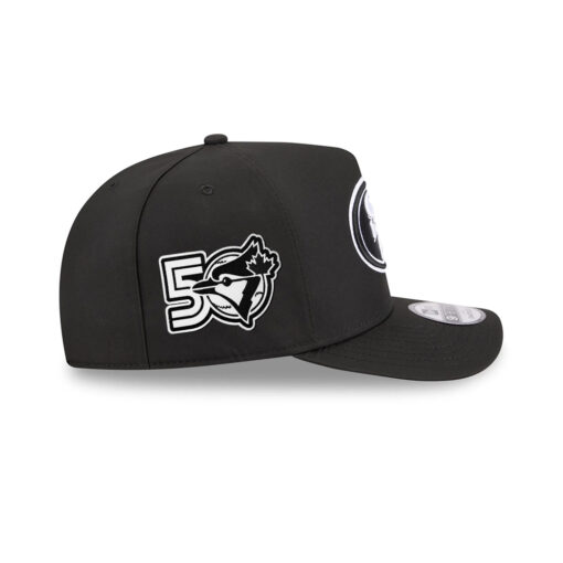 San Francisco 49ers Black and White SF Oval Side Patch A-Frame Snapback Hat in Black