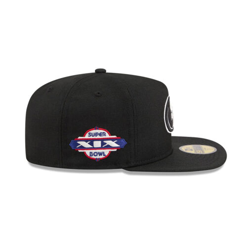 San Francisco 49ers Black and White SF Oval Side Patch Fitted Hat in Black San Francisco 49ers Black and White SF Oval Side Patch Fitted Hat in Black
