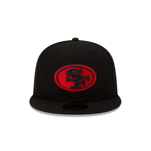 San Francisco 49ers Red Outline SF Oval Side Patch Fitted Hat in Black San Francisco 49ers Red Outline SF Oval Side Patch Fitted Hat in Black
