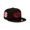 San Francisco 49ers Red Outline SF Oval Side Patch Fitted Hat in Black 2 San Francisco 49ers Red Outline SF Oval Side Patch Fitted Hat in Black