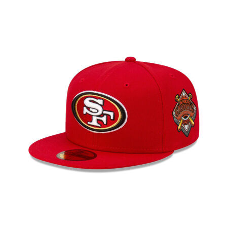 San Francisco 49ers SF Oval Side Patch Fitted Hat in Red