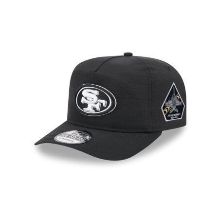 San Francisco 49ers White SF Oval Side Patch Golfer Snapback Hat in Black