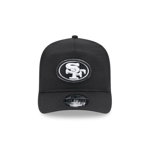 San Francisco 49ers White SF Oval Side Patch Golfer Snapback Hat in Black