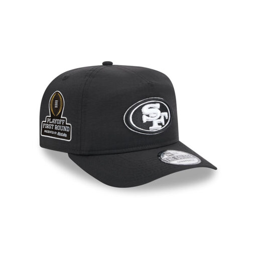 San Francisco 49ers White SF Oval Side Patch Golfer Snapback Hat in Black