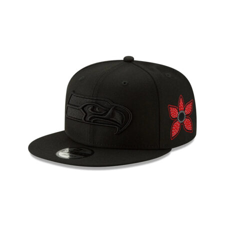 Seattle Seahawks Basic Black-on-Black Logo Snapback Cap in Black