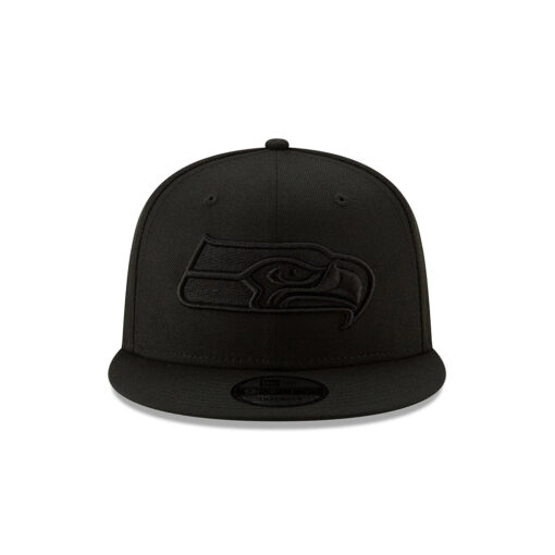 Seattle Seahawks Basic Black-on-Black Logo Snapback Cap in Black