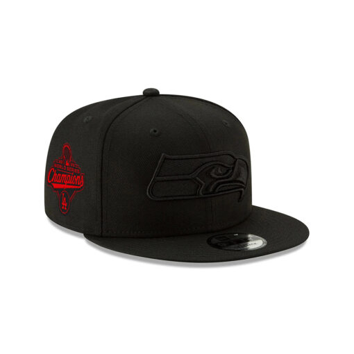 Seattle Seahawks Basic Black-on-Black Logo Snapback Cap in Black