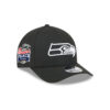 Seattle Seahawks Black and White Logo A-Frame Snapback Cap in Black