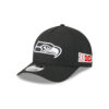 Seattle Seahawks Black and White Logo A-Frame Snapback Cap in Black