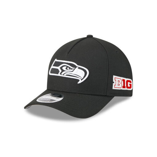 Seattle Seahawks Black and White Logo A-Frame Snapback Cap in Black