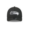 Seattle Seahawks Black and White Logo A-Frame Snapback Cap in Black