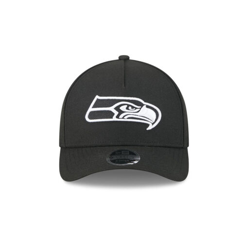 Seattle Seahawks Black and White Logo A-Frame Snapback Cap in Black