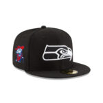 Seattle Seahawks Black and White Logo Fitted Hat in Black