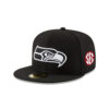 Seattle Seahawks Black and White Logo Fitted Hat in Black