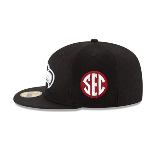 Seattle Seahawks Black and White Logo Fitted Hat in Black