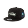 Seattle Seahawks Black and White Logo Snapback Cap in Black