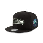 Seattle Seahawks Black and White Logo Snapback Cap in Black