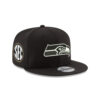 Seattle Seahawks Black and White Logo Snapback Cap in Black