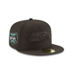 Seattle Seahawks Black-on-Black Logo Fitted Cap in Black
