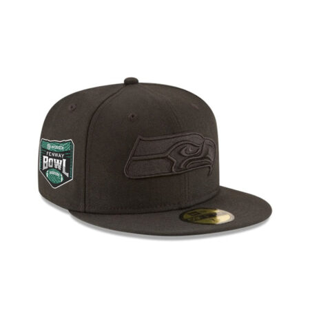 Seattle Seahawks Black-on-Black Logo Fitted Cap in Black