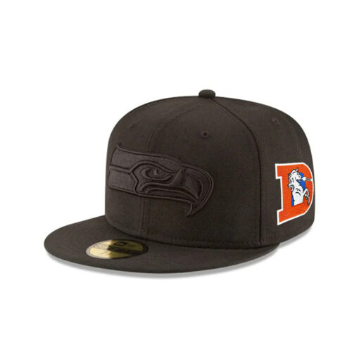 Seattle Seahawks Black-on-Black Logo Fitted Cap in Black