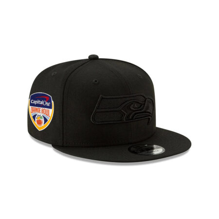 Seattle Seahawks Black-on-Black Logo Snapback Cap in Black