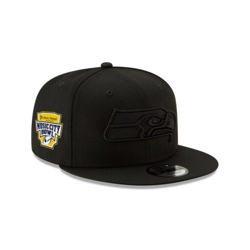 Seattle Seahawks Black-on-Black Logo Snapback Cap in Black