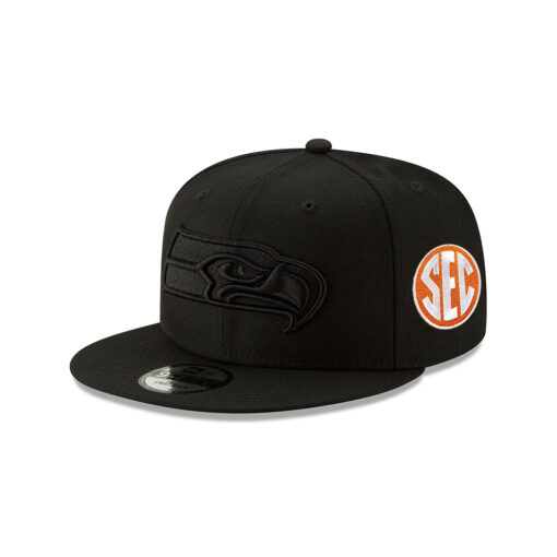Seattle Seahawks Black-on-Black Logo Snapback Cap in Black