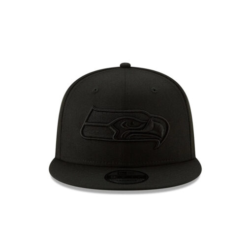 Seattle Seahawks Black-on-Black Logo Snapback Cap in Black