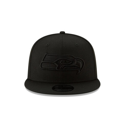 Seattle Seahawks Black-on-Black Logo Snapback Cap in Black