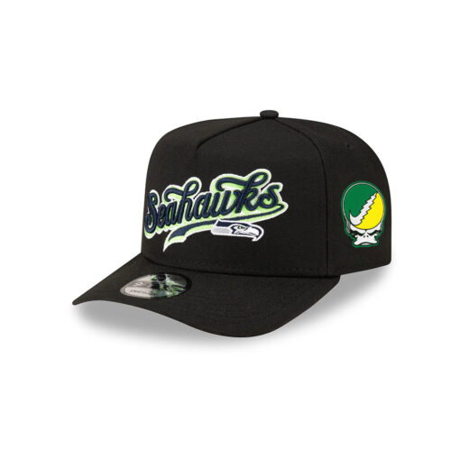 Seattle Seahawks Born x Raised Script A-Frame Snapback Cap in Black