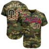 Custom Atlanta Braves Camo Vintage USA Flag Cream Baseball Jersey