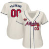 Custom Atlanta Braves Cream Red Navy Baseball Jersey