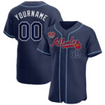 Custom Atlanta Braves Navy Navy Powder Blue  Baseball Jersey