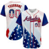 Custom Atlanta Braves White USA Flag Royal Red Black Baseball Jersey