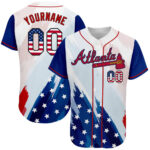 Custom Atlanta Braves White USA Flag Royal Red Black Baseball Jersey