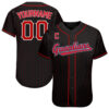 Custom Cleveland Guardians Black Red Pinstripe Red-White Authentic Baseball Jersey