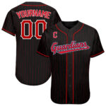 Custom Cleveland Guardians Black Red Pinstripe Red-White Authentic Baseball Jersey