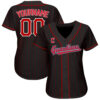 Custom Cleveland Guardians Black Red Pinstripe Red-White Authentic Baseball Jersey