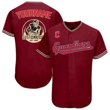Custom Cleveland Guardians Crimson Black-City Cream Authentic Baseball Jersey