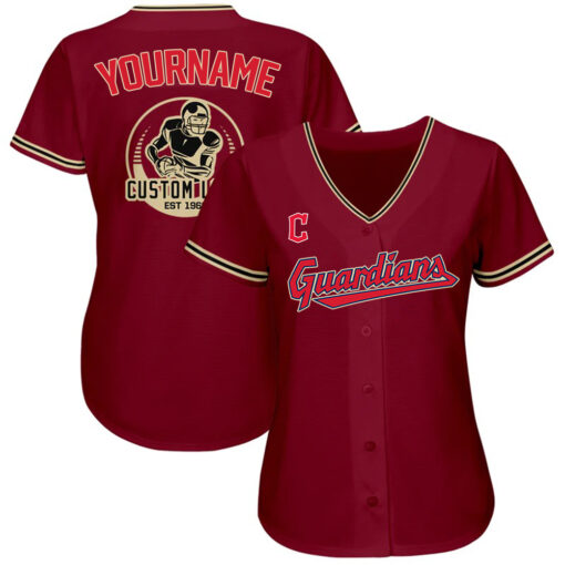 Custom Cleveland Guardians Crimson Black-City Cream Authentic Baseball Jersey