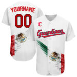 Custom Cleveland Guardians White Red Kelly Green-Black 3D The Abstract Wing With Mexican Flag Authentic Baseball Jersey