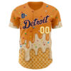 Custom Detroit Tigers Bay Orange Cream-Gold Ice Cream Waffle Foodie Dessert Authentic Baseball Jersey